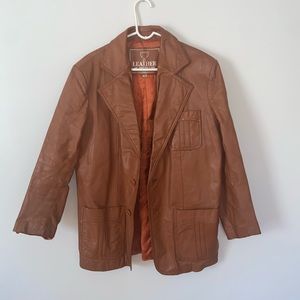 Leather of Distinction Orange Leather Coat Size 44
